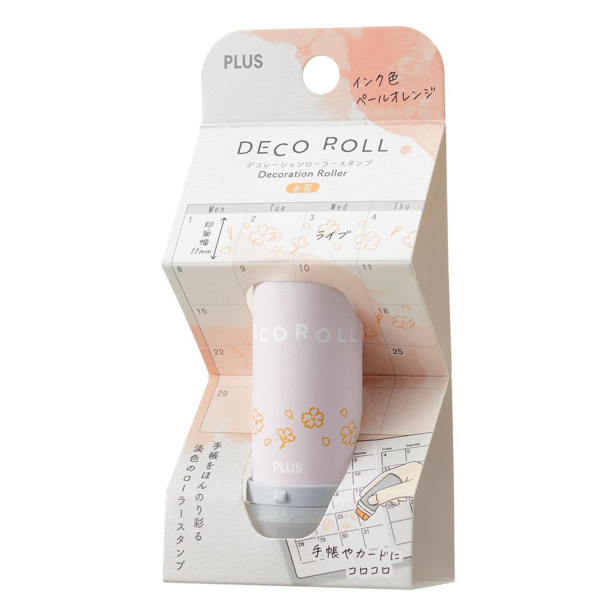 PLUS Deco Roll Decoration Roller Stamp 11mm - Flowers (Pale Orange)