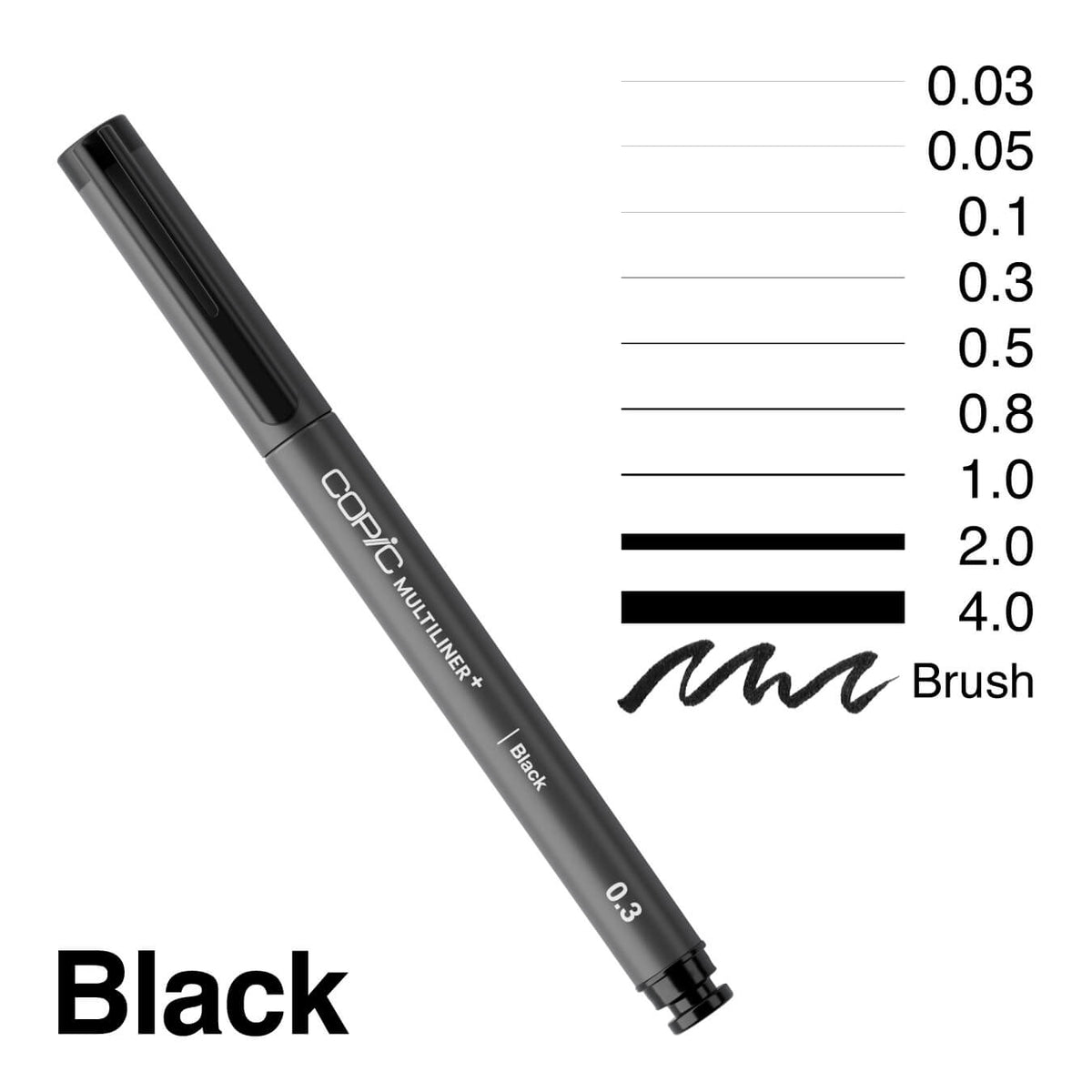.Too COPIC MULTILINER PLUS Black - tip sizes