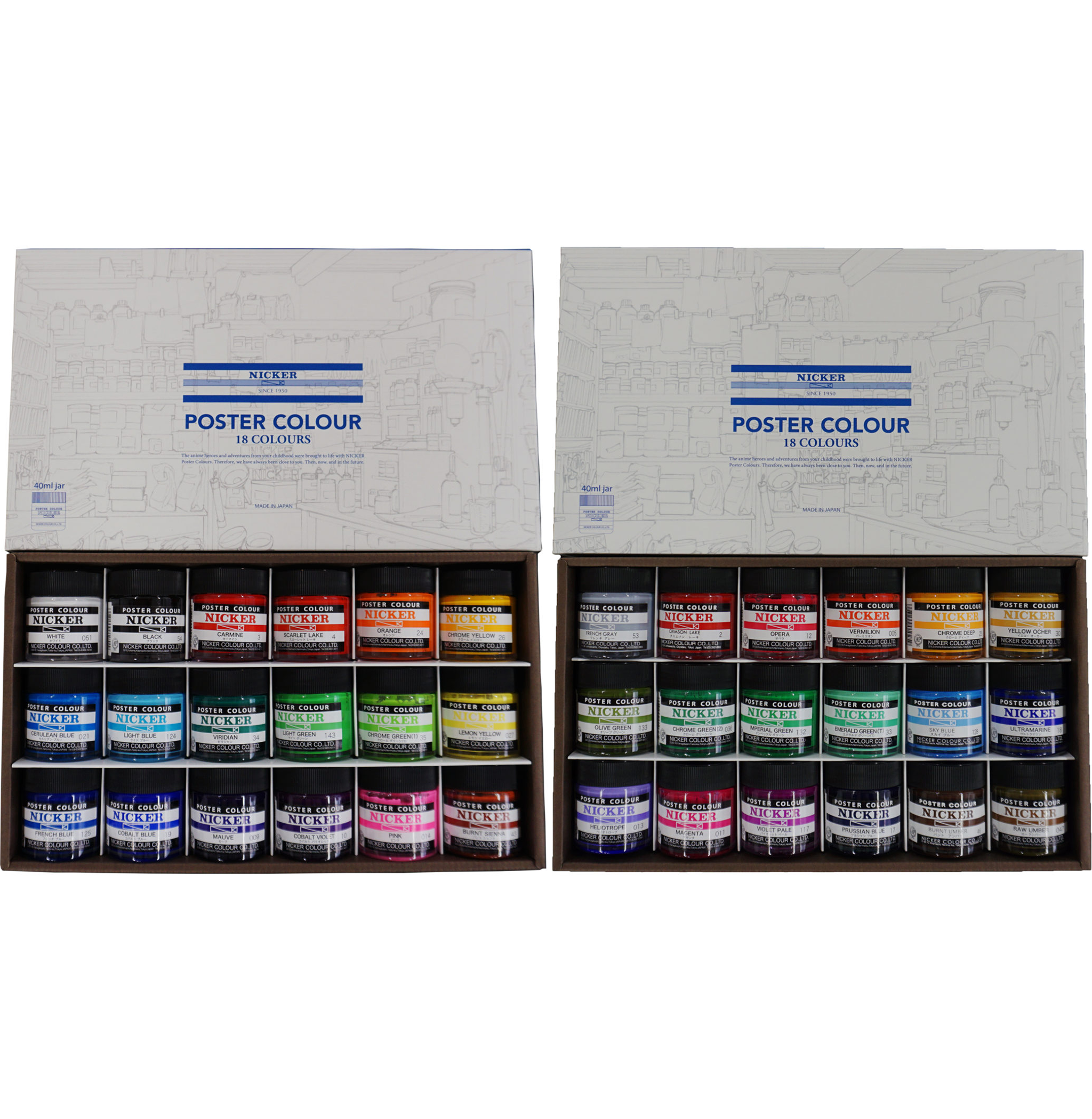 NICKER POSTER COLOUR 40mL 36 COLOURS set PC40ML36N