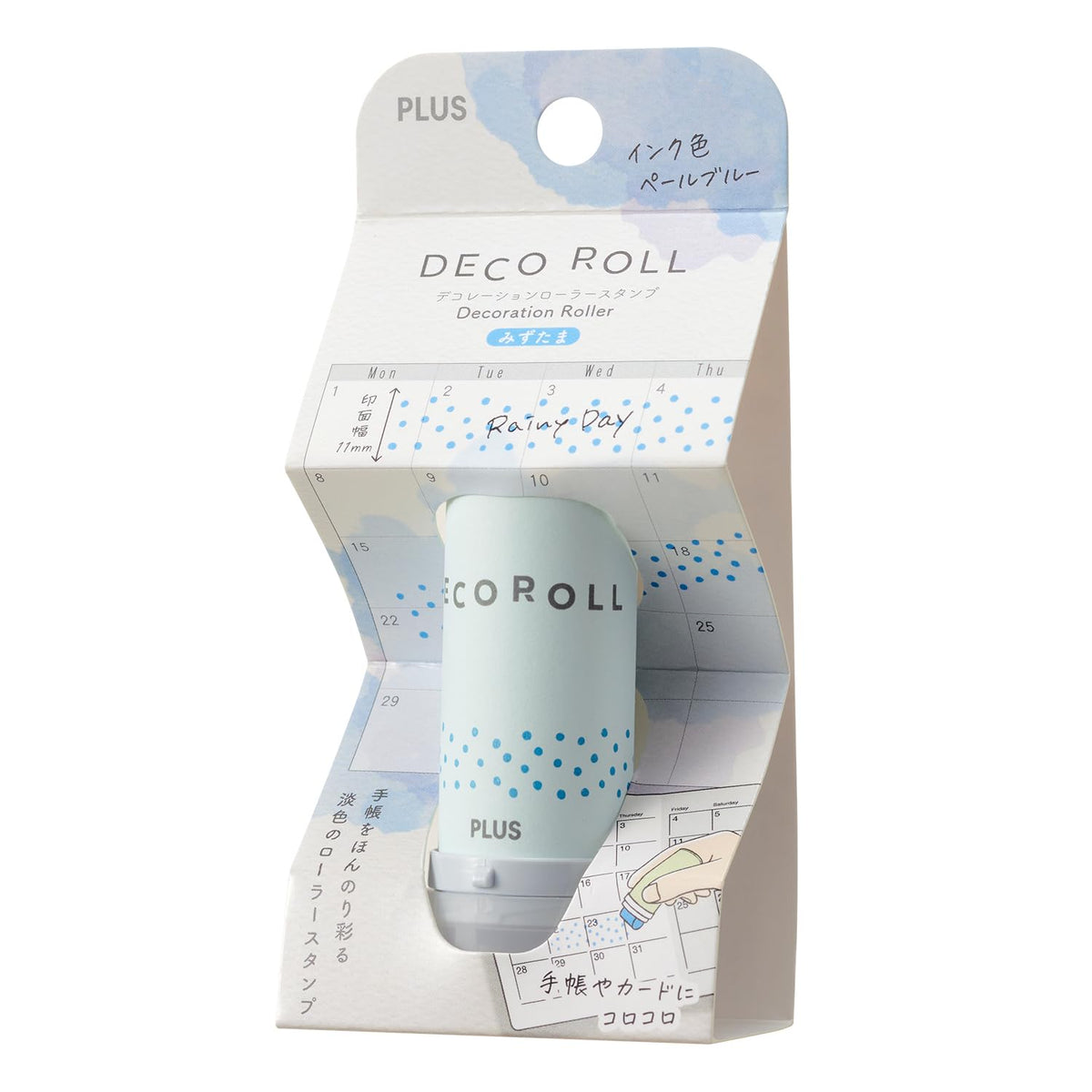 PLUS Deco Roll Decoration Roller Stamp 11mm - Polka Dots (Pale Blue)