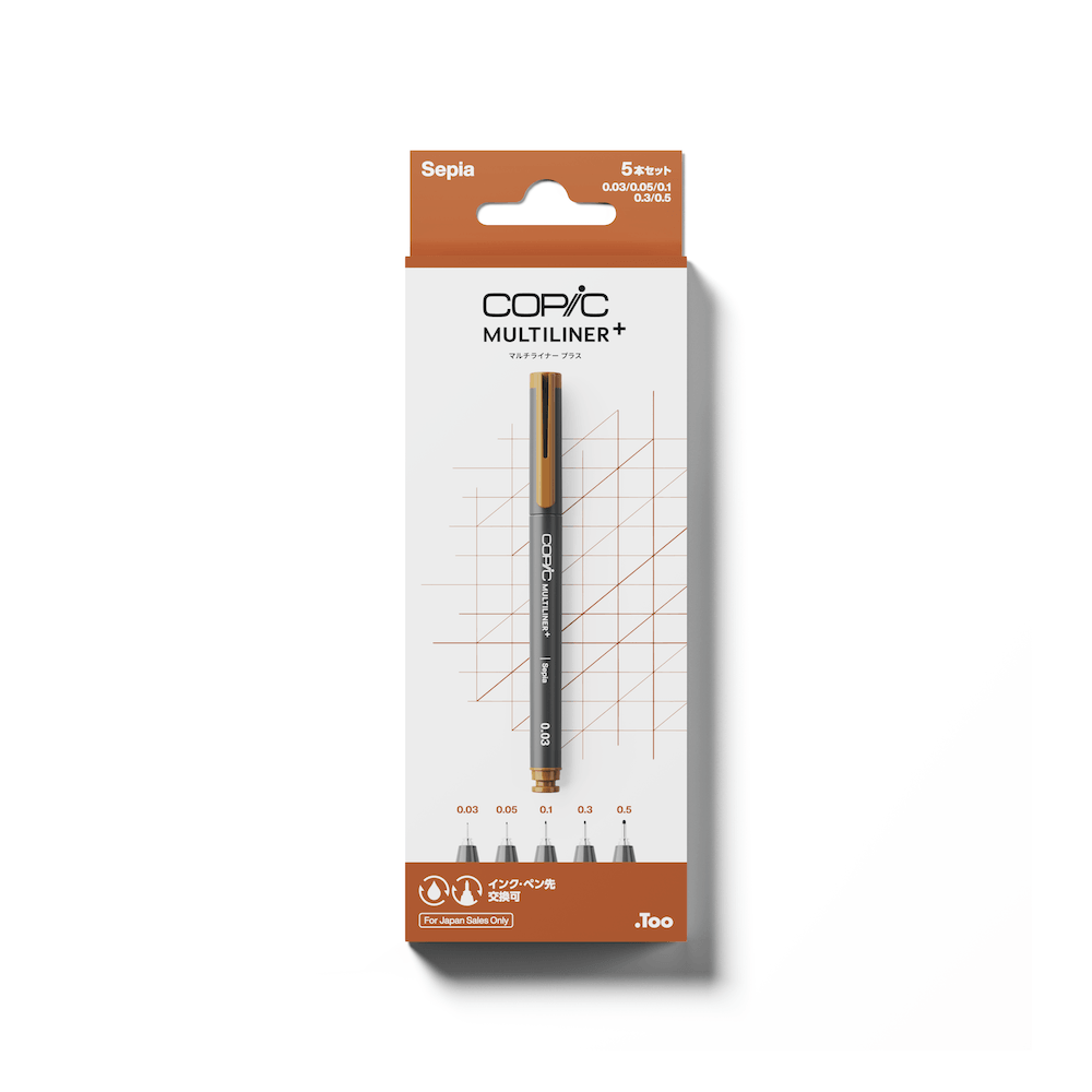 .Too COPIC MULTILINER PLUS 5 PENS SET - Sepia