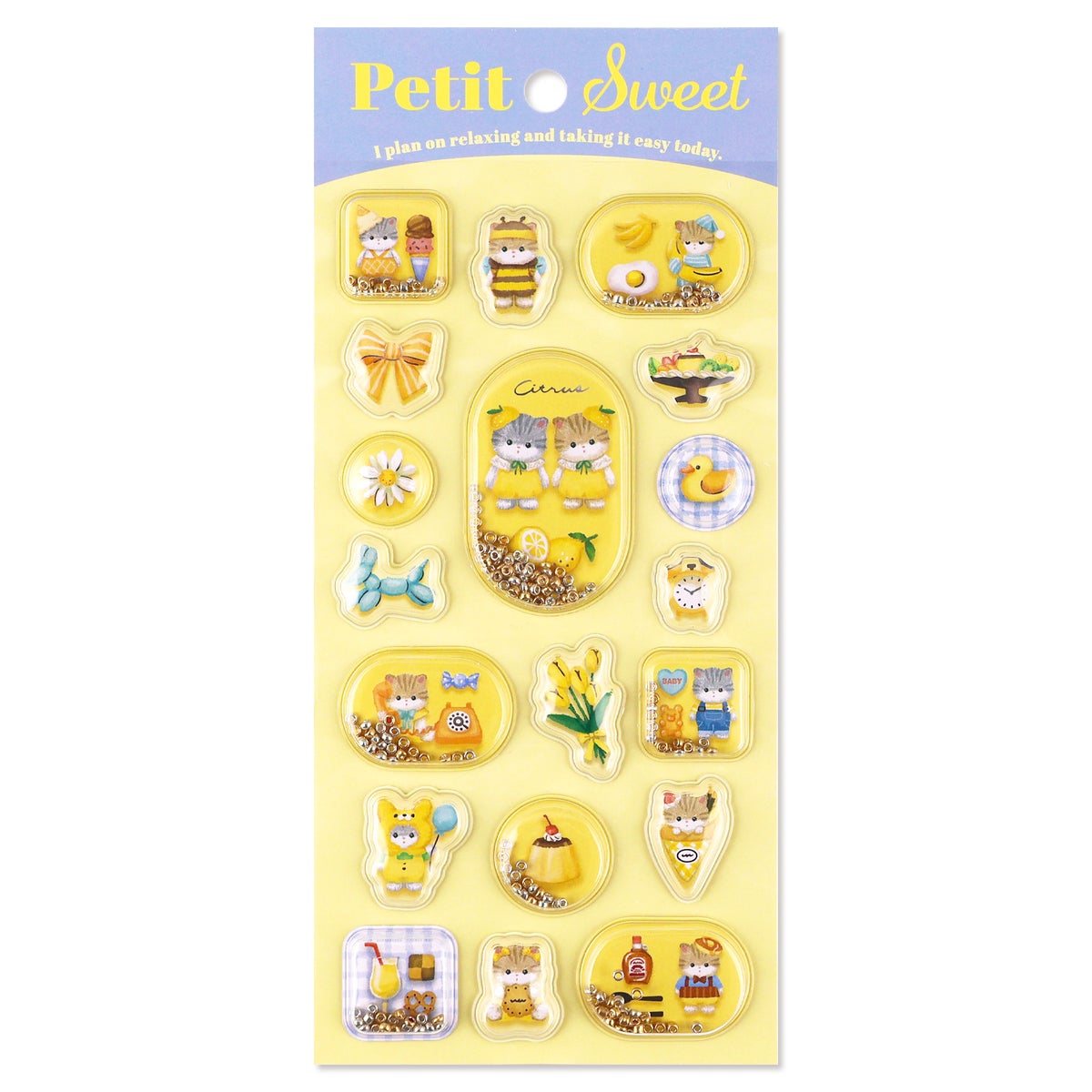 MIND WAVE Petit Sweet Sticker Sheet - Lemon Cat