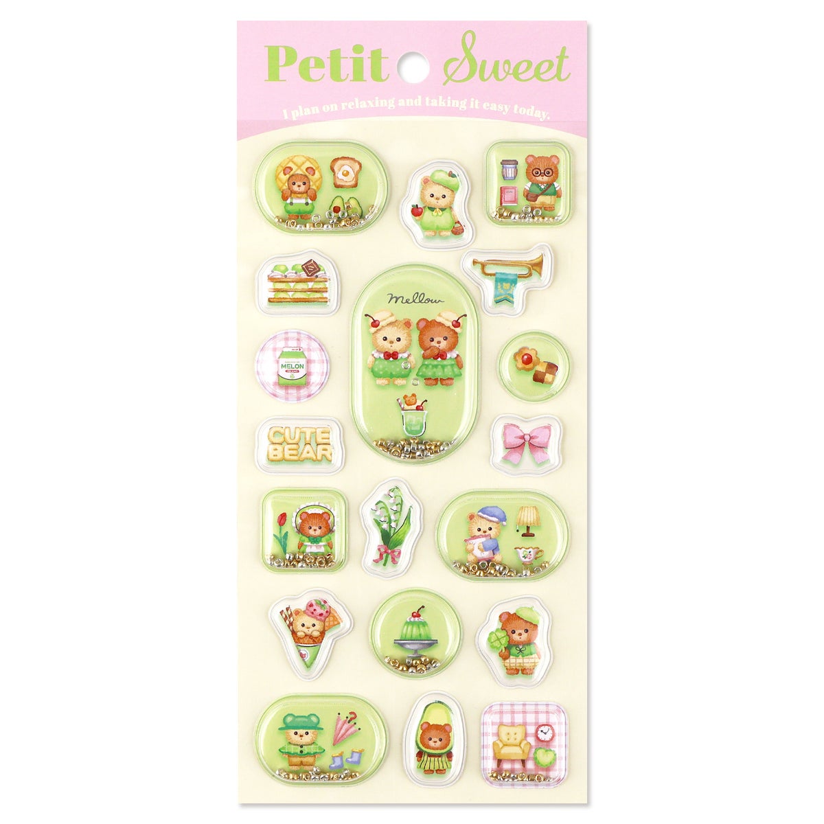 MIND WAVE Petit Sweet Sticker Sheet - Melon Bear