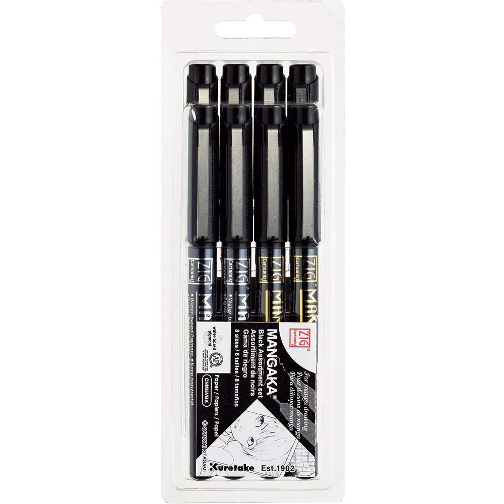 Kuretake ZIG Cartoonist MANGAKA Black Assortment set CNM/8VBK