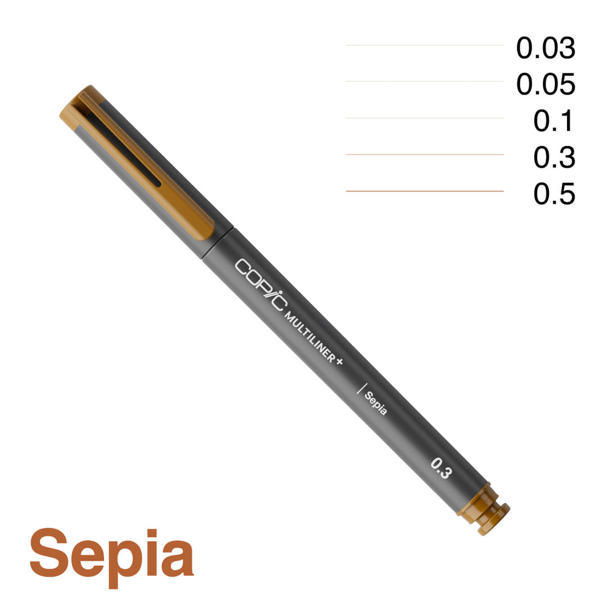 .Too COPIC MULTILINER PLUS Sepia - tip sizes