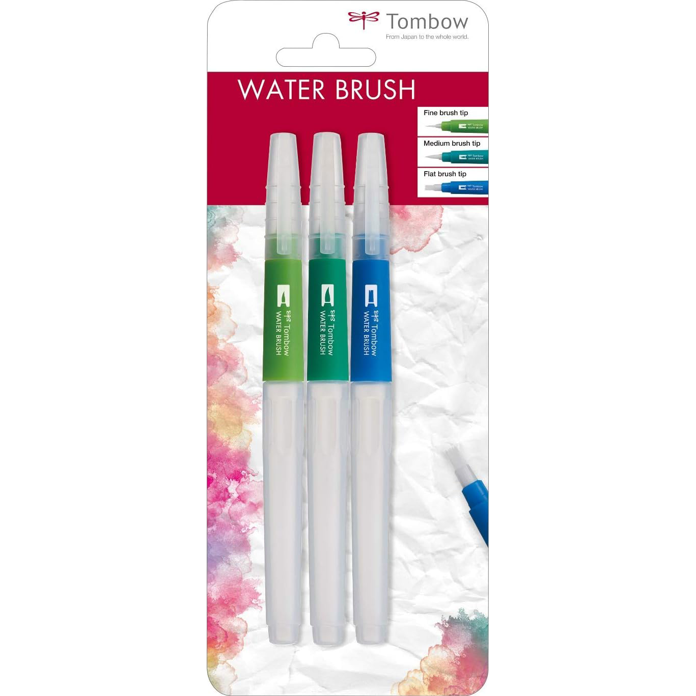 Tombow WATER BRUSH ASSORTED 3PK GPD-351